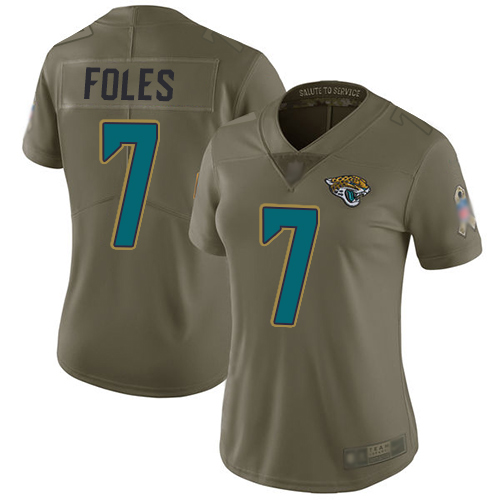 Nike Jacksonville Jaguars #7 Nick Foles Olive Women Stitched NFL Limited 2017 Salute to Service Jersey